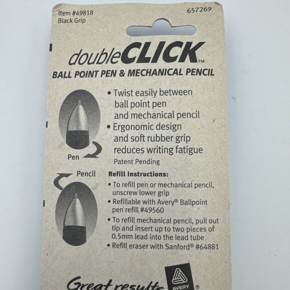 Avery Double Click Ball Point Black Ink Pen Stylus Teal 49818 - Picture 4 of 5